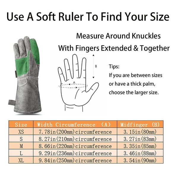 Leather Safety Work Gloves Gardening Carpenter Waterproof Heavy Duty Grey Medium - Picture 4 of 8